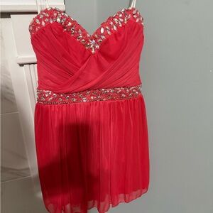 B Darlin Red Backless Dress with Embellishments